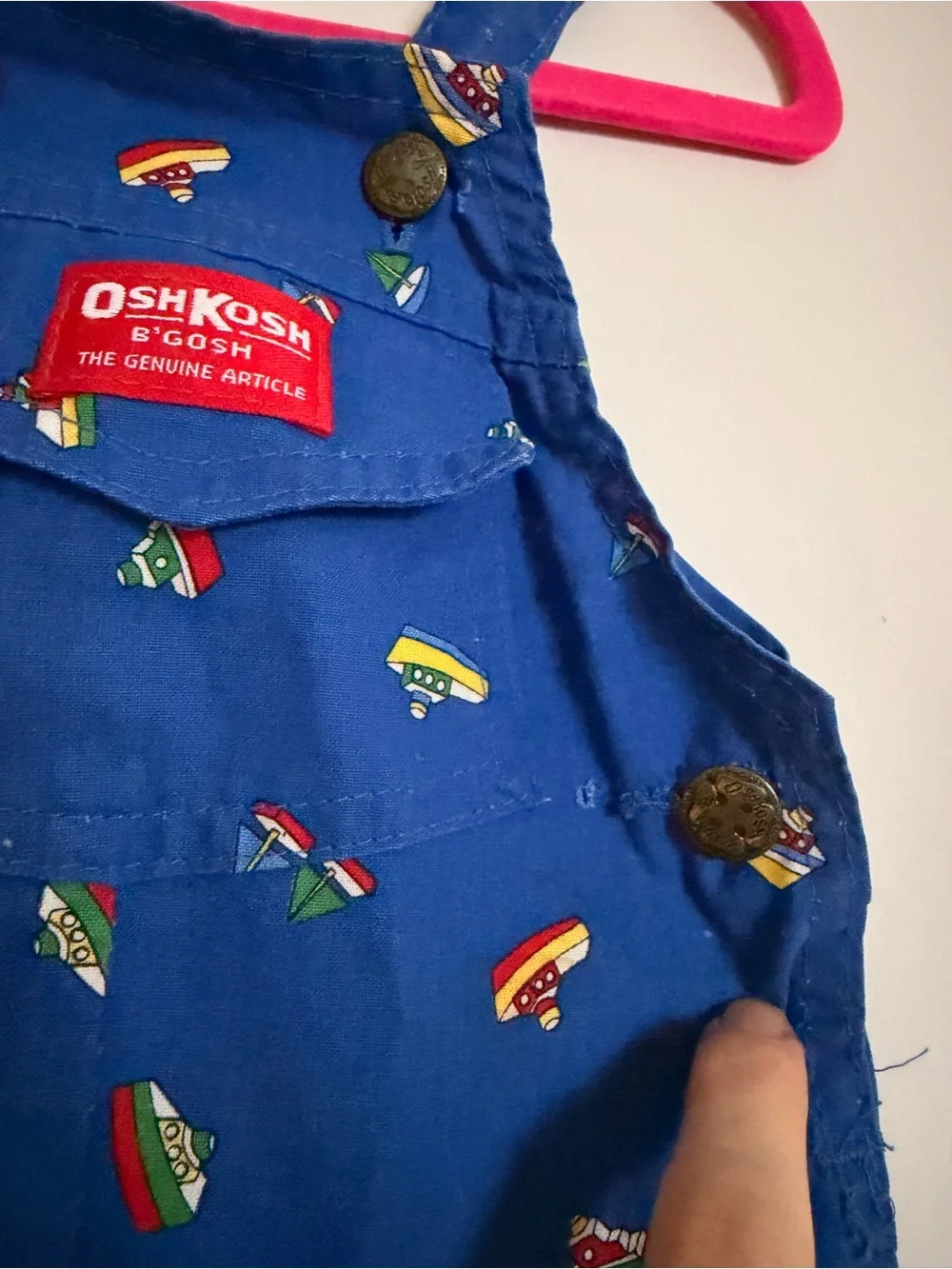 Vintage OshKosh B'gosh Blue Sailboat Print Infant Shortalls